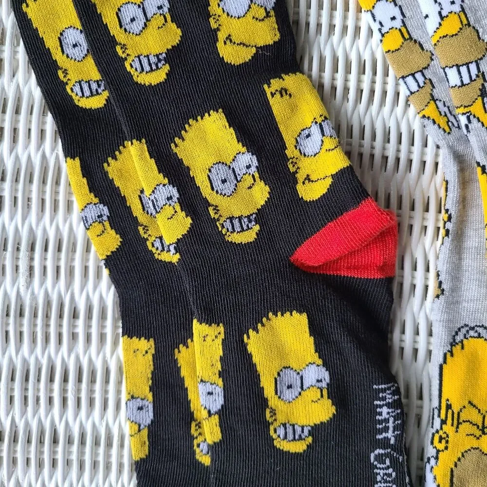 The Simpsons TV Show Bart and Homer Novelty Character Casual Crew Socks for Men
